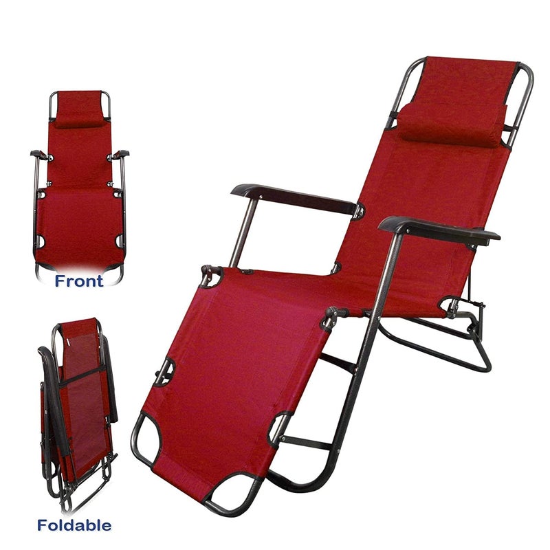 Cpixen Relax Recliner Comfort Folding Chair with Headrest Portable Camping Flat Recliner Lawn Chairs Nap Chairs - Image 4