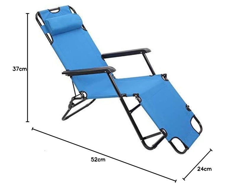 Cpixen Relax Recliner Comfort Folding Chair with Headrest Portable Camping Flat Recliner Lawn Chairs Nap Chairs - Image 3