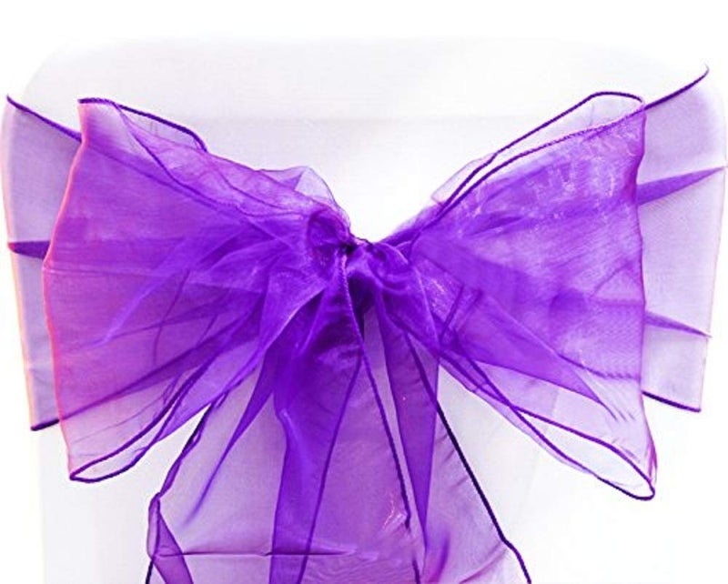 SARVAM FASHION SARVAM FASHION Elegant Organza Chair Sashes Sheer Fabric Sashes for Weddings Parties and Special Events  Pack of 10 Pieces Purple