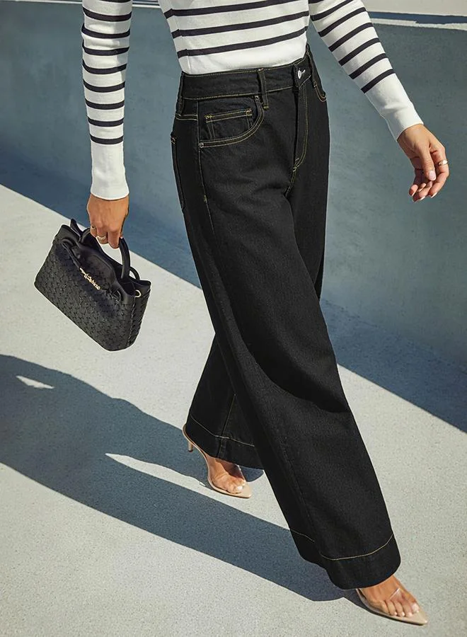 Take Two Take Two Black High Rise Wide Leg Jeans