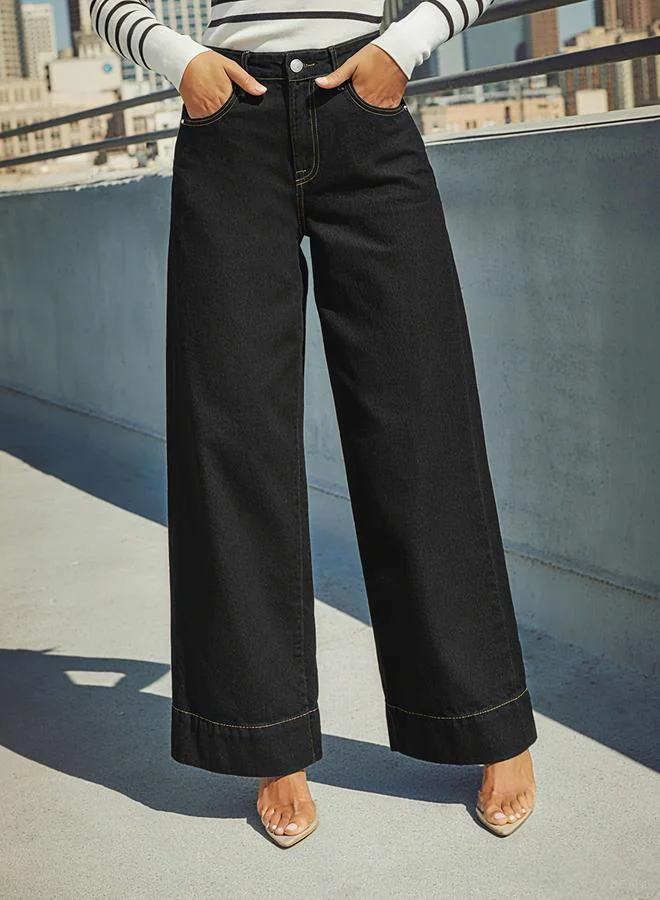 Take Two Take Two Black High Rise Wide Leg Jeans