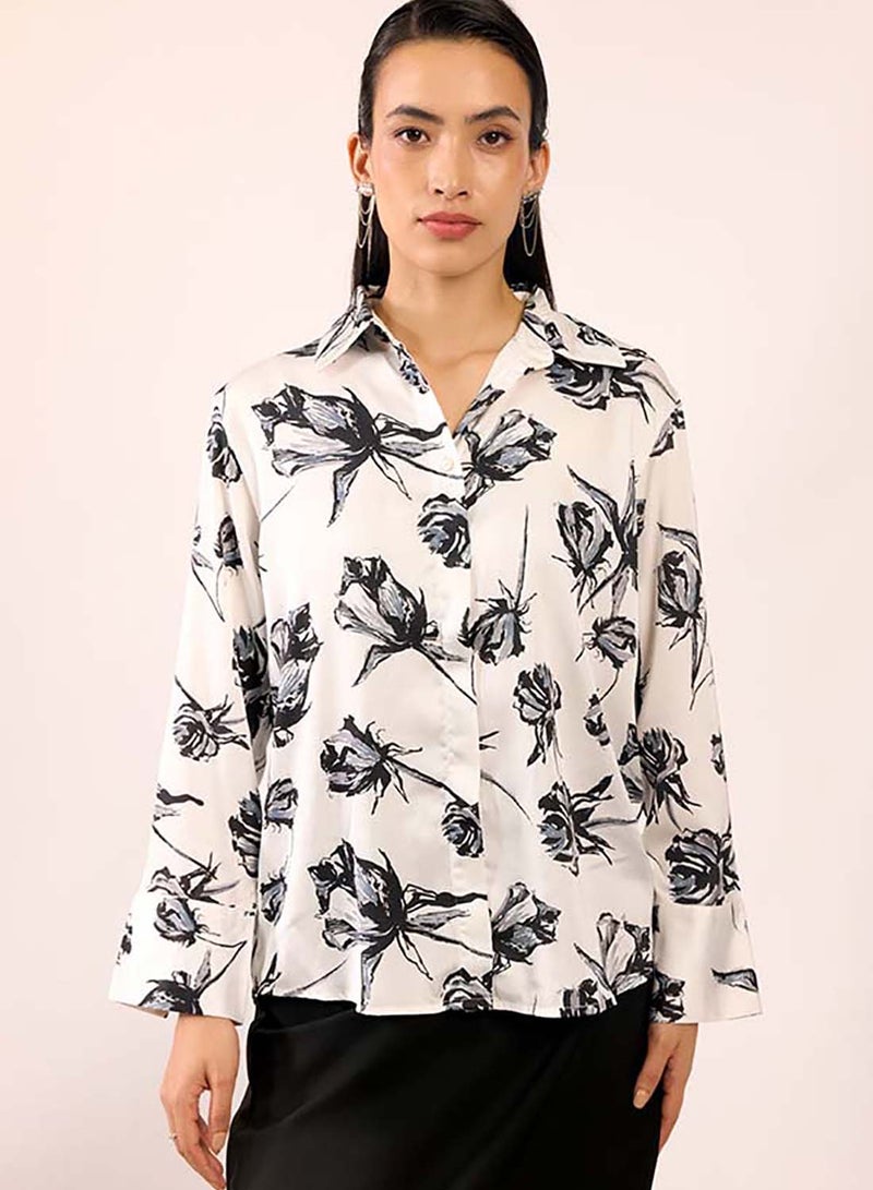 Virgio VIRGIO Satin Rescued Rose Printed Shirt  - Image 2