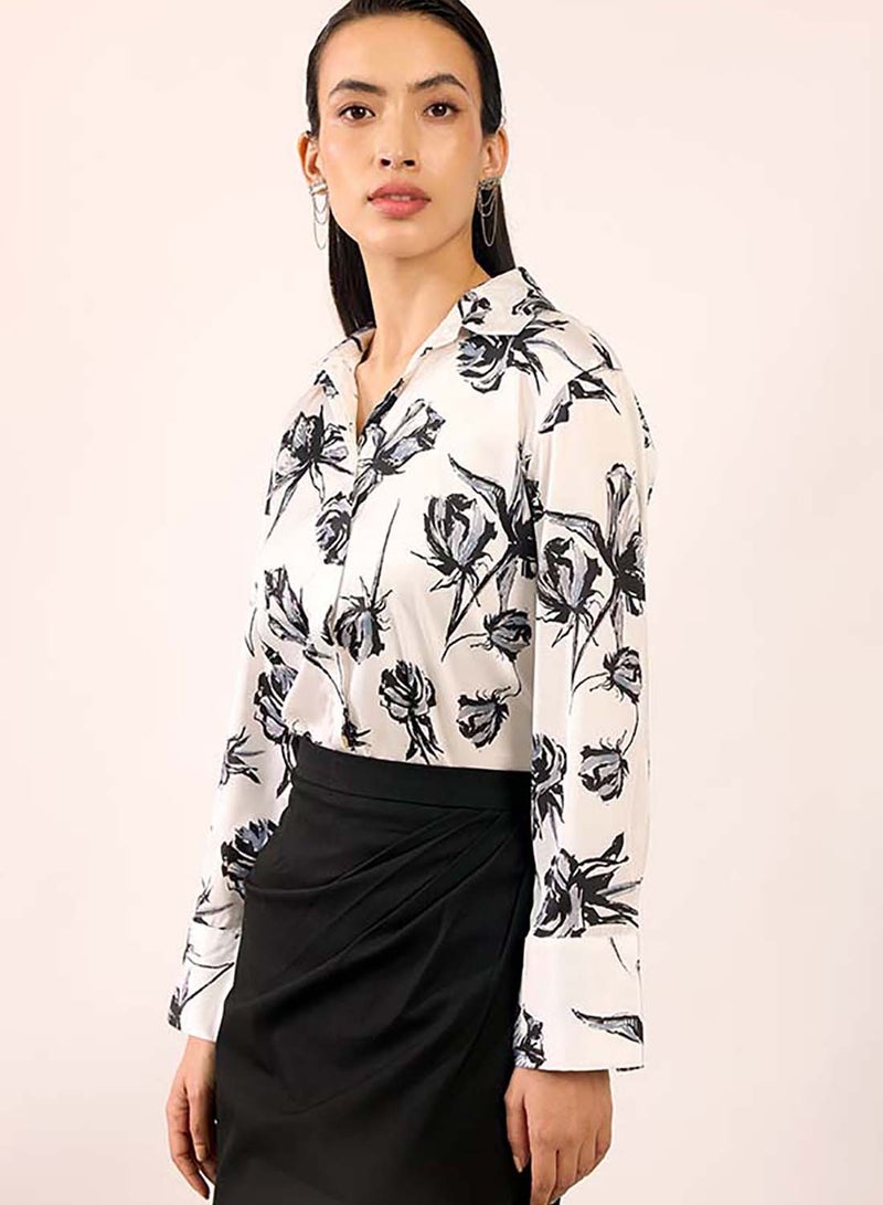 Virgio VIRGIO Satin Rescued Rose Printed Shirt  - Image 3