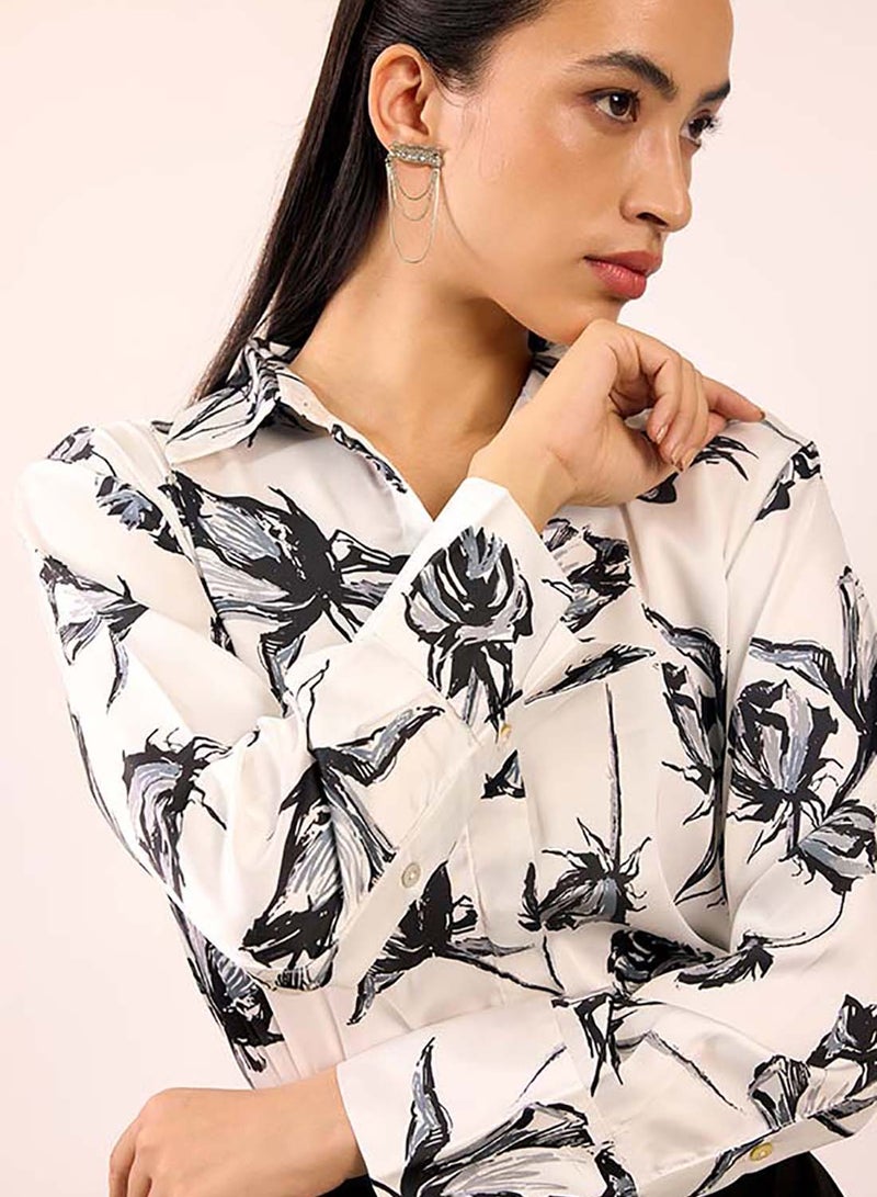 Virgio VIRGIO Satin Rescued Rose Printed Shirt  - Image 4