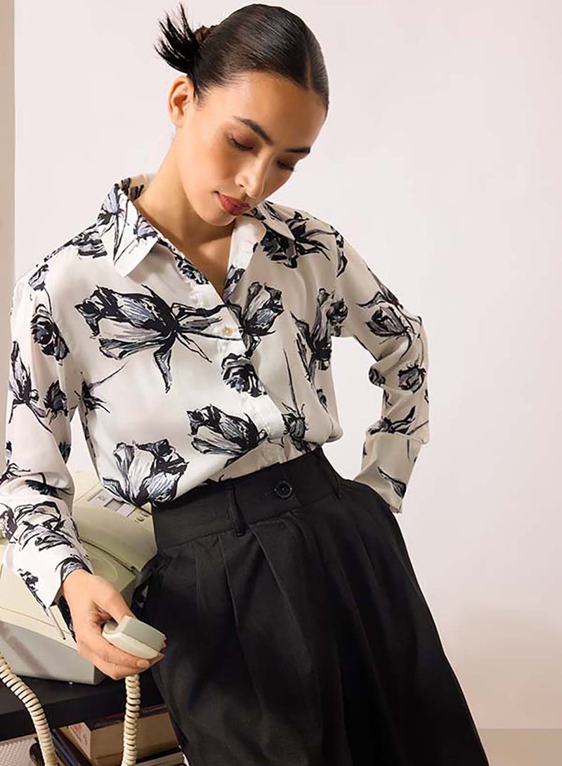 Virgio VIRGIO Satin Rescued Rose Printed Shirt  - Image 1