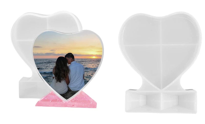SNOOGG Resin Molds Heart Shape Silicone Photo Frame Mold 2 Type – Two Moulds for Making Souvenir Handmade Crafts Home Decoration Child Souvenir, Home Decoration - Image 1