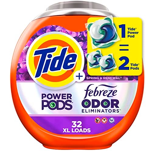 Tide Power Pods Laundry Detergent Pacs with Febreze 32 Count Spring Renewal Scent Febreze Freshness with Odor Eliminators