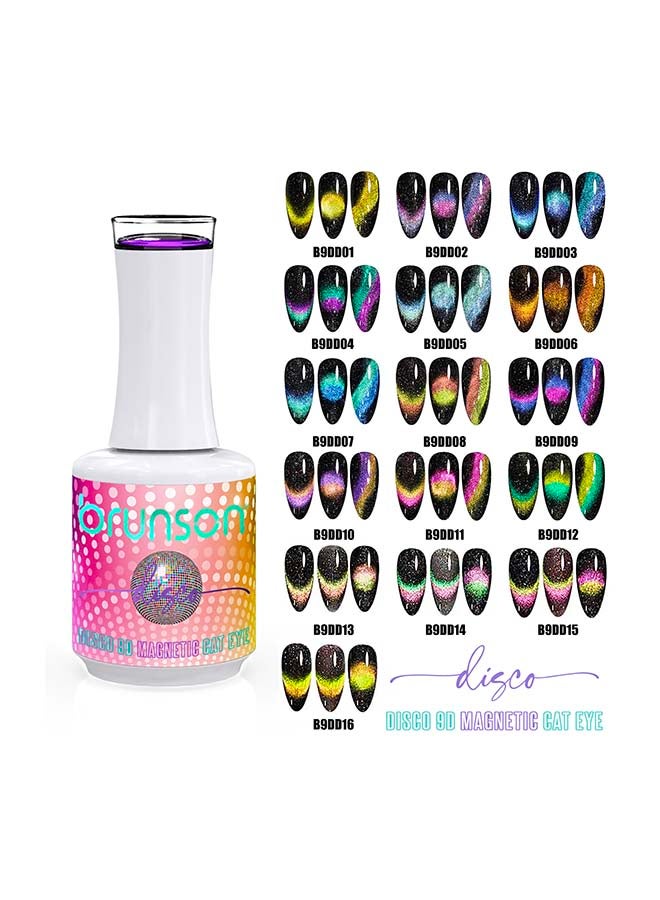 brunson Gel Polish 15ml Disco 9D Magnetic Cat Eye Gel Polish Reflective Sparkly Diamond Gel Effect French Manicure Pedicure Gel Nail Polish Salon Quality Chip Resistant Gel Nail Extensions UV Gel for Nail Art - Image 2