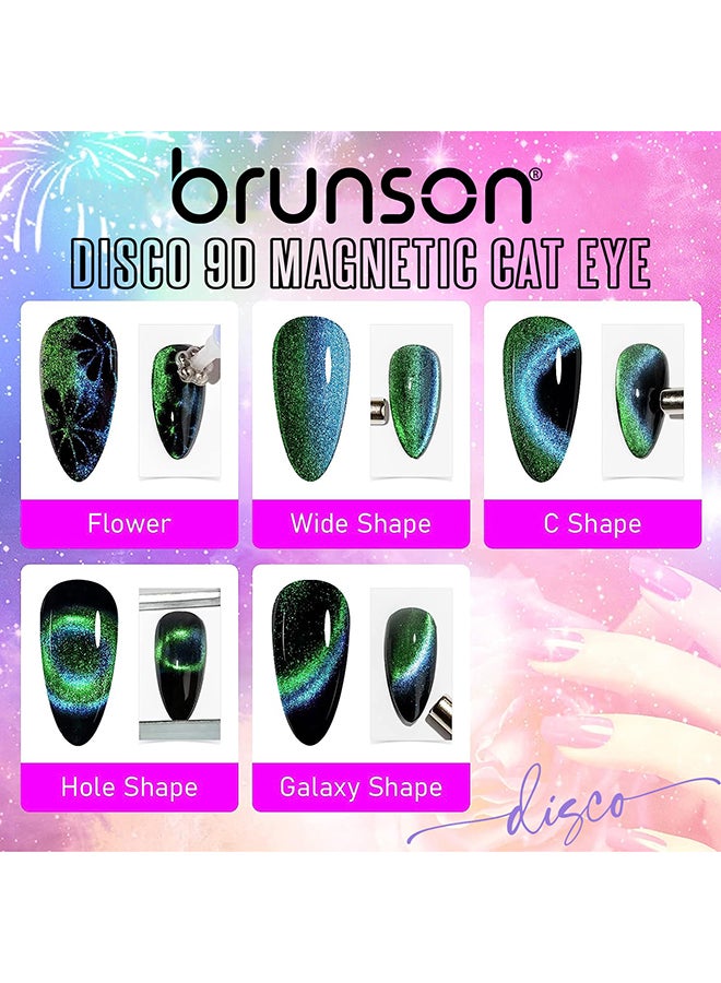 brunson Gel Polish 15ml Disco 9D Magnetic Cat Eye Gel Polish Reflective Sparkly Diamond Gel Effect French Manicure Pedicure Gel Nail Polish Salon Quality Chip Resistant Gel Nail Extensions UV Gel for Nail Art - Image 5