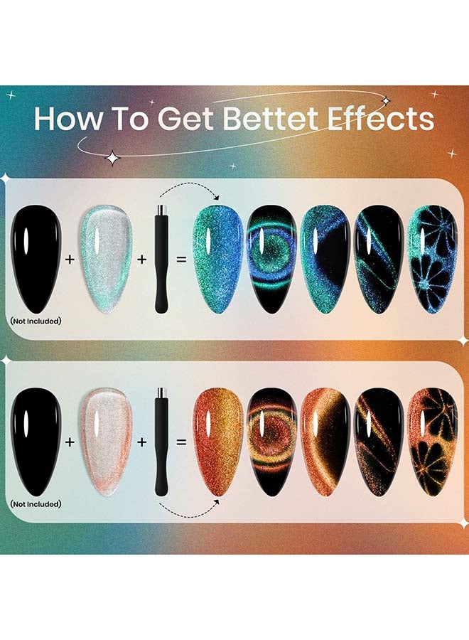 brunson Gel Polish 15ml Disco 9D Magnetic Cat Eye Gel Polish Reflective Sparkly Diamond Gel Effect French Manicure Pedicure Gel Nail Polish Salon Quality Chip Resistant Gel Nail Extensions UV Gel for Nail Art - Image 4