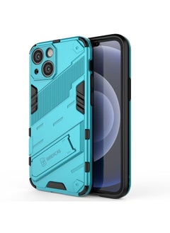 Generic Case Cover For iPhone 13 Punk Armor 2 in 1 PC + TPU Phone Case with Invisible Holder Blue 