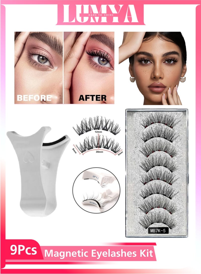 LUMYA Magnetic Eyelashes Kit with Applicator 8 Clusters Reusable Dual Magnetic Lashes No Glue No Liner Needed, Wispy Natural Look False Eyelashes with Lash Tool & Magnetic Storage Case for Women - Image 1