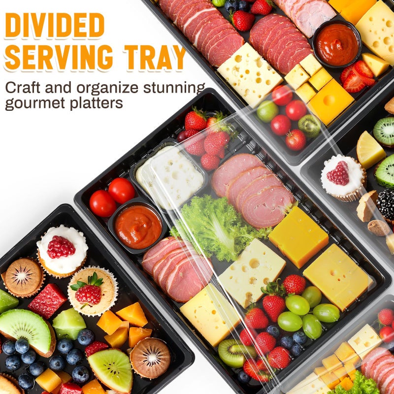 Shellwei 5 Pack Extra Large Easter & Spring Charcuterie Board with Lids, 15 x 10 Inch Plastic Catering Trays for Cookies, Desserts, Candy, Reusable Serving Platters for Travel Party - Image 5