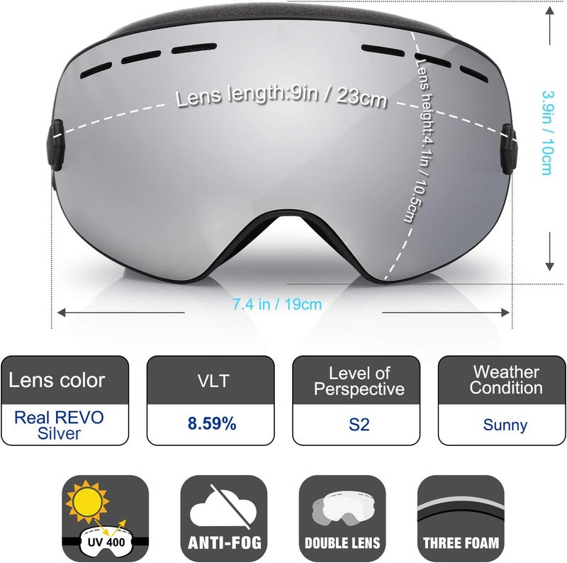 EXP VISION Snowboard Ski Goggles Men Women Youth, Anti Fog OTG Winter Snow Goggles Spherical Detachable Lens - Image 5