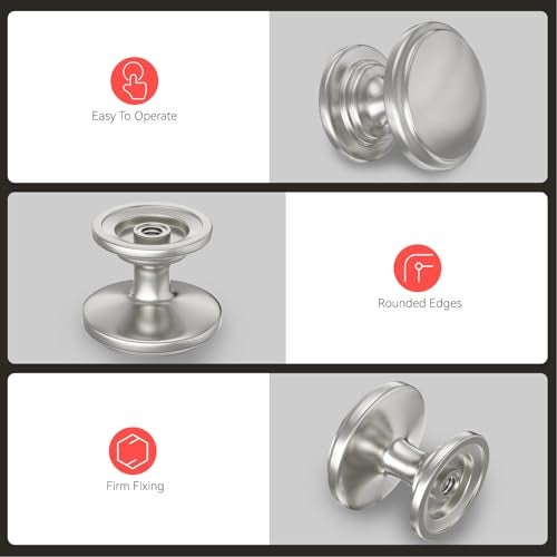 homdiy 10 Pack Brushed Nickel Cabinet Knobs Sliver Round Drawer Knob for Kitchen Cabinets Dresser Drawers Pulls Zinc Hardware Handle - Image 4