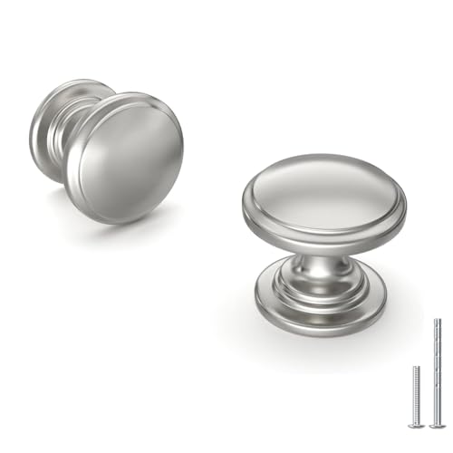 homdiy 10 Pack Brushed Nickel Cabinet Knobs Sliver Round Drawer Knob for Kitchen Cabinets Dresser Drawers Pulls Zinc Hardware Handle - Image 1
