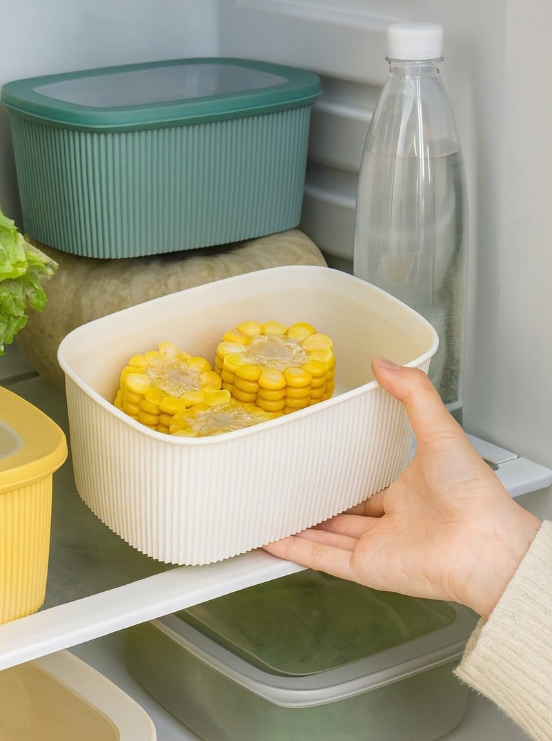 Food Storage Bowl Set with Silicone-Sealed Lids, Leak-Resistant Plastic Serving Containers for Mixing, Meal Prep, Refrigerator Storage and Easy Cleaning, White - Image 3