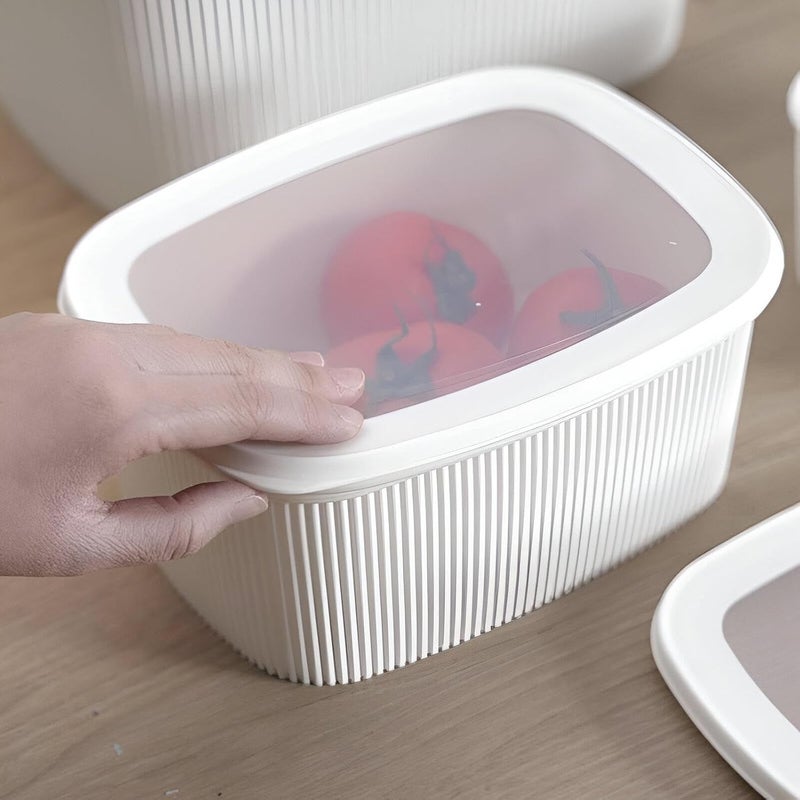 Food Storage Bowl Set with Silicone-Sealed Lids, Leak-Resistant Plastic Serving Containers for Mixing, Meal Prep, Refrigerator Storage and Easy Cleaning, White - Image 4