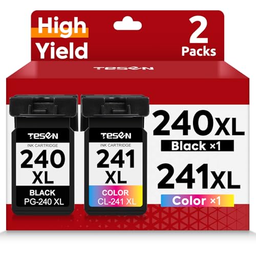 TESEN PG-240XL CL-241XL Ink Cartridge Remanufactured Replacement for Canon 240XL 241XL 240 241 PG-240 CL-241 XL for MG3600 MG3620 MG3520 TS5120 MG2120 MG3220 MX372 Printer Ink Cartridge (1 Black,1 Color) - Image 1