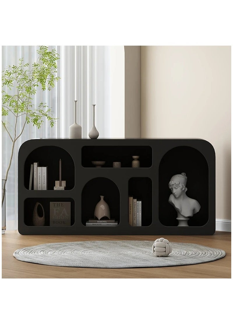 AWD Modern Display Sideboard, Multi-Compartment Bookshelf Stand, Black Freestanding Bookcase Rack, For Living Room  - Image 1