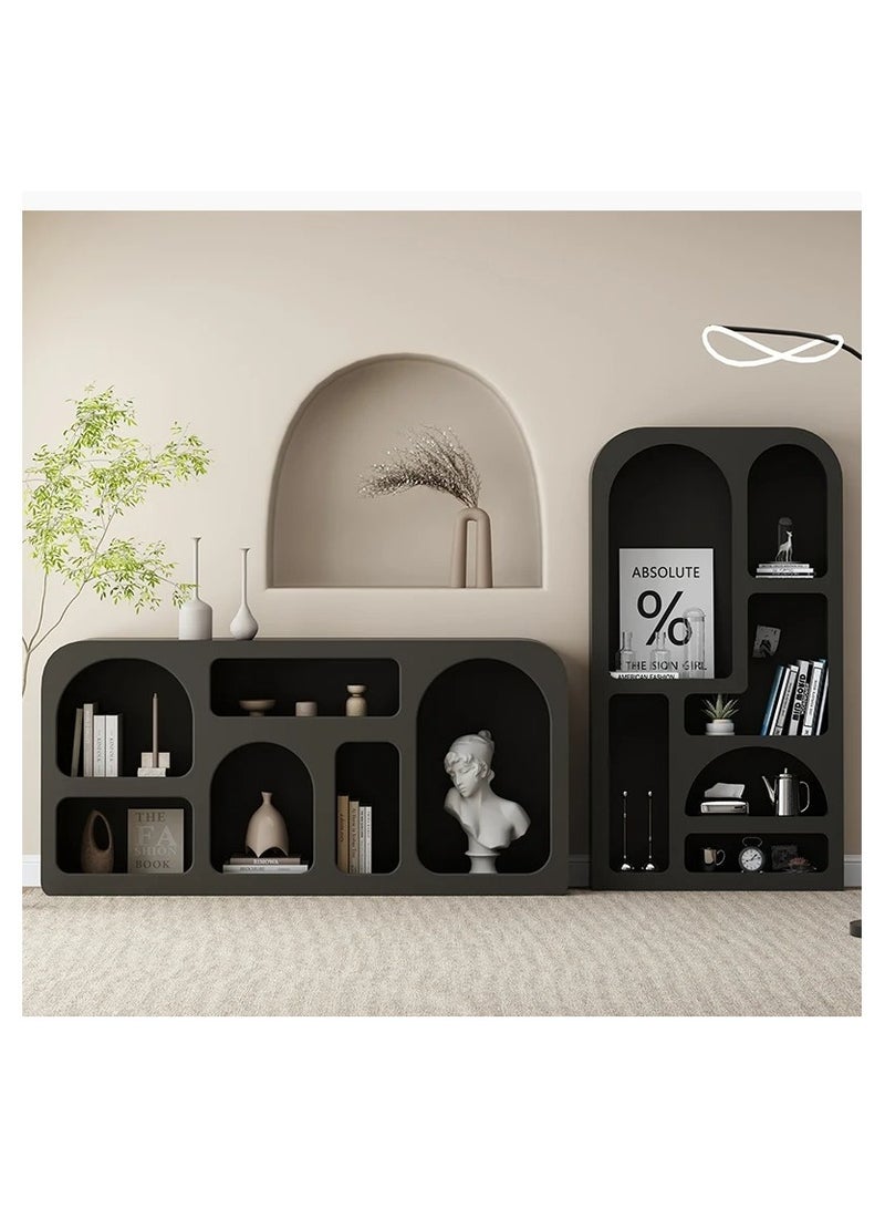 AWD Modern Display Sideboard, Multi-Compartment Bookshelf Stand, Black Freestanding Bookcase Rack, For Living Room  - Image 2