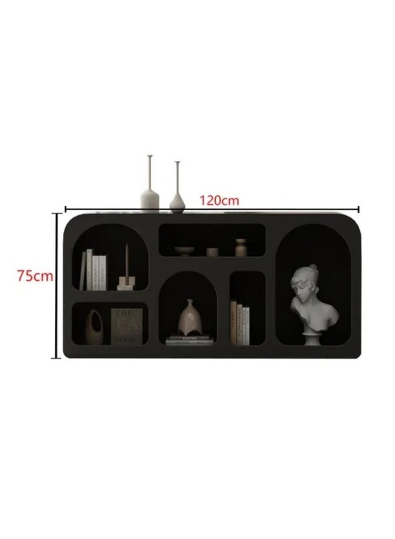 AWD Modern Display Sideboard, Multi-Compartment Bookshelf Stand, Black Freestanding Bookcase Rack, For Living Room  - Image 3