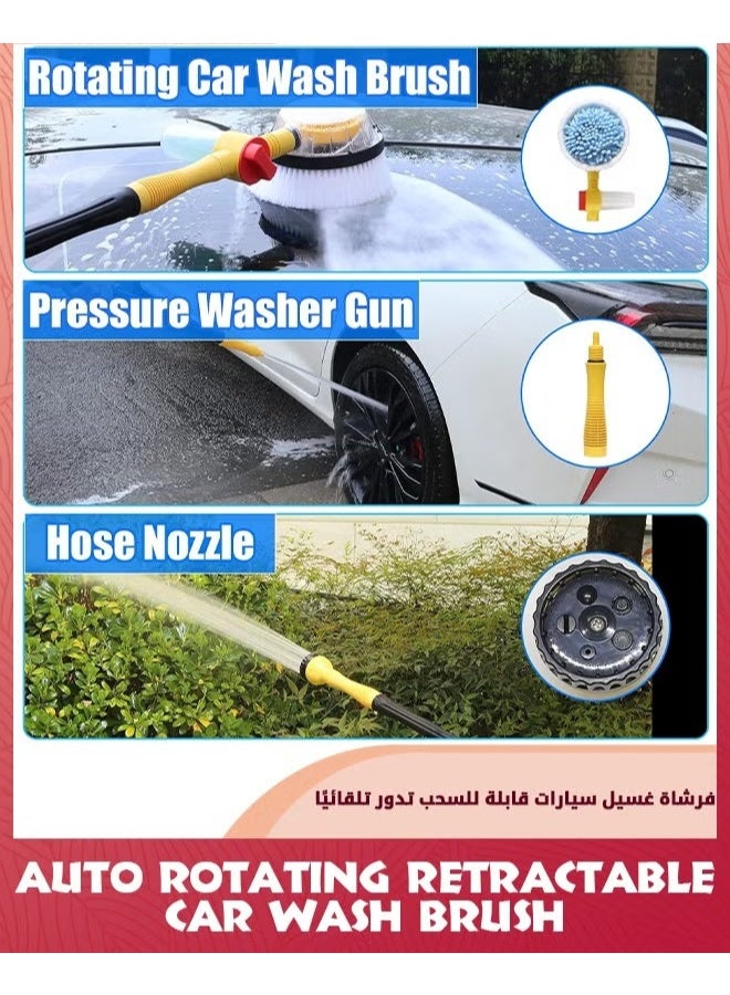 EETU Rotating Car Wash Brush,Car Wash Brush With Long Handle And 5M Water Pipe,Automatically Foams Car Wash Kit,Pressure Washer Gun And Hose Nozzle For Cars,Yards,Gardens,Pets - Image 4