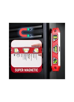 WORKPRO WORKPRO Magnetic Spirit Level 23 cm, Mini Spirit Level Magnetic Torpedo Level with 3 Vials 45°/90°/180°, Impact-Resistant Block Level, Aluminium Frame, Strong Magnet, Readable Top for Builders  - Image 2