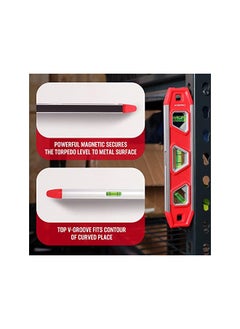 WORKPRO WORKPRO Magnetic Spirit Level 23 cm, Mini Spirit Level Magnetic Torpedo Level with 3 Vials 45°/90°/180°, Impact-Resistant Block Level, Aluminium Frame, Strong Magnet, Readable Top for Builders  - Image 3