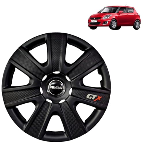 PRIGAN Wheel Cover for Swift (All VARIANTS) 14 Inch Matte Black Wheel Cap (Available in 12,13,14,15 Inch) (Set of 4 Pcs) (Press Fitting) Model- GTX-BLACK-14 - Image 1