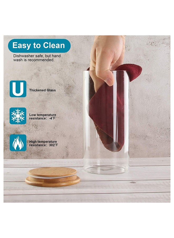 AKDC Set Of 4 Round Glass Jar With Bamboo Lid 1500Ml, Kitchen Food Storage Containers Airtight Lids Cereals Canisters Jars For Pasta Spaghetti Tea Coffee Beans Candy Cookies Snacks - Image 2