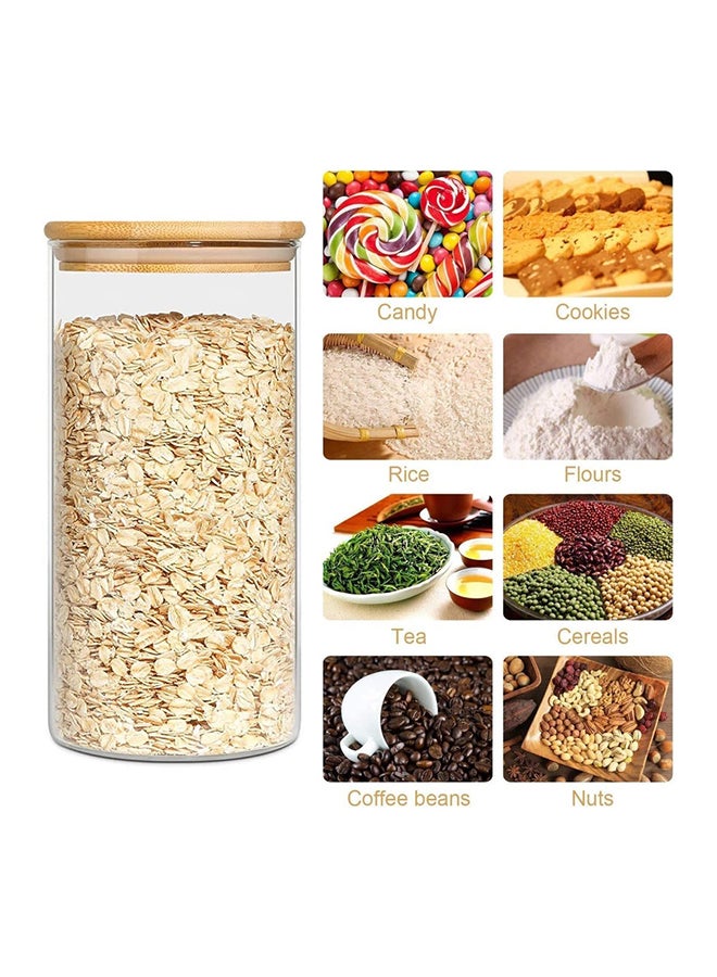 AKDC Set Of 4 Round Glass Jar With Bamboo Lid 1500Ml, Kitchen Food Storage Containers Airtight Lids Cereals Canisters Jars For Pasta Spaghetti Tea Coffee Beans Candy Cookies Snacks - Image 3