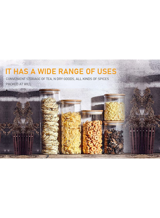 AKDC Set Of 4 Round Glass Jar With Bamboo Lid 1500Ml, Kitchen Food Storage Containers Airtight Lids Cereals Canisters Jars For Pasta Spaghetti Tea Coffee Beans Candy Cookies Snacks - Image 4