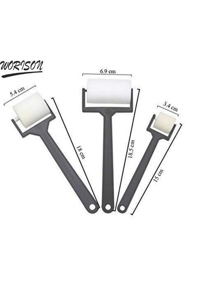 worison Plastic 3 Piece Set White ?Synthetic Sponge Brush Foam Painting Roller Brush for Drawing,Canvas Painting - Image 3
