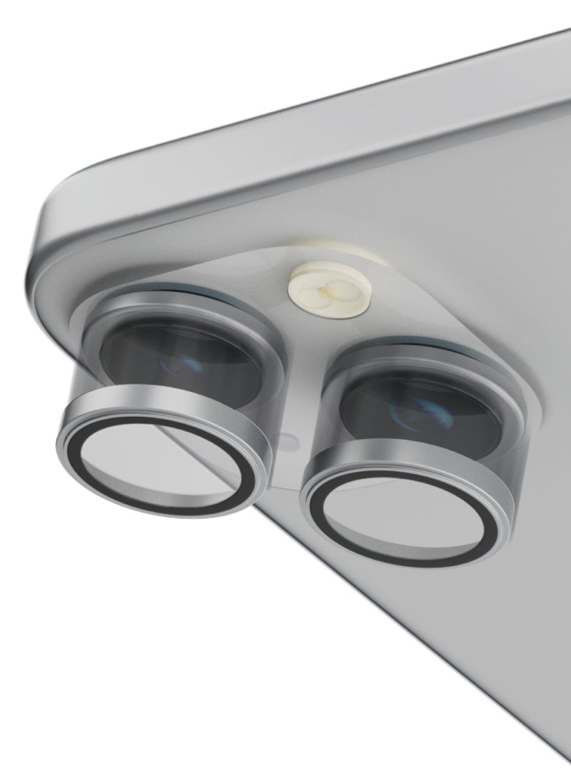 LEVELO iPhone 15 / 15 Plus Camera Lens Protector Lucent Duo 9H Hardness / Anti Scratch / Explosion Proof / Built to Resist Damage / Strong Absorption Anti-Drop / Ring Authentic Original Convex - Silver - Image 4