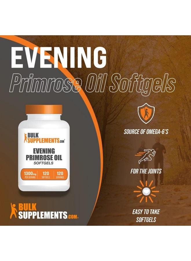BulkSupplements - Com Evening Primrose Oil 1300Mg Softgels Omega 6 Supplement Gamma Linoleic Acid Supplement 1 Evening Primrose Oil Softgels Per Serving Primrose Oil Capsules 120 Softgels - Image 1