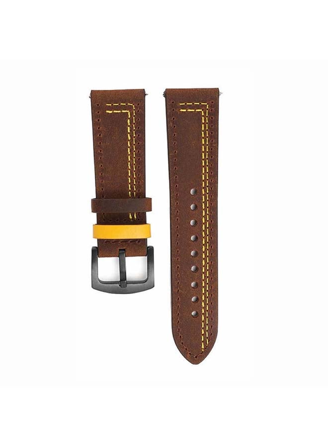 Perfii Genuine Leather Replacement Band For Huawei Watch GT2 Pro 22mm Brown - Image 2