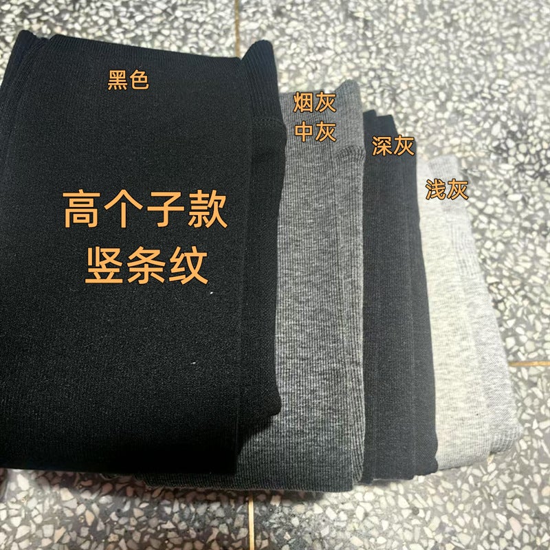 Lined Cigarette Cotton Vertical Stripe Thread Thickened Combed Cotton Cartoon Leg Bottoming Socks Fleece-Lined Slim-Fit - Image 5