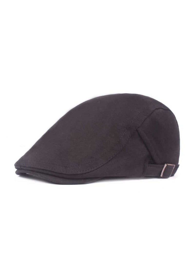 Loquat Woolen Cap Beret Literary Retro Adjustment Button Black 