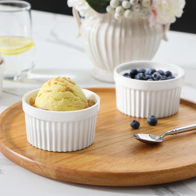 VISMII White Ceramic Ramekin Bowl Souffle Dish For Microwave Convection Dishwasher Safe for Baking and Serving Cupcake Souffle Pudding Custards Or Other DessertPack Of 6 100 ML - Image 3