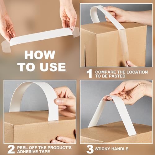 Frienda 25 Pcs 30 Pounds Carry Load Adhesive Carry Handle Plastic and Foam Self Adhesion Carrying Handle Strap Heavy Duty Package for Boxes and Bags Packing Grip Moving Lifting Carrying - Image 3