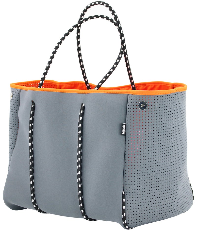 QOGiR Neoprene Multipurpose Beach Bag Tote with Inner Zipper Pocket (Grey, Large) - Image 1