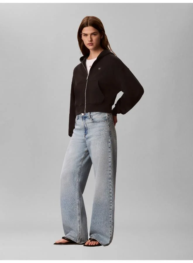 Calvin Klein Jeans Black Woven Label Hoodie for Women | Best Price UAE