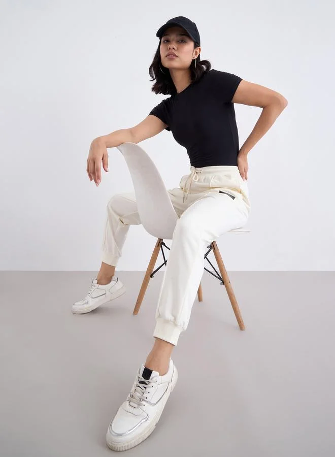 Women Off-White Relaxed Fit Joggers