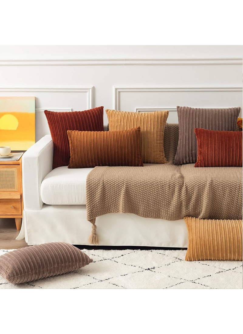 K KEVIN TEXTILE Kevin Textile Throw Pillow Covers 18x18  Decorative Corduroy Farmhouse Cushion Covers Pillowcase for Couch Sofa Bedroom Car  Set of 2  Khaki  - Image 4