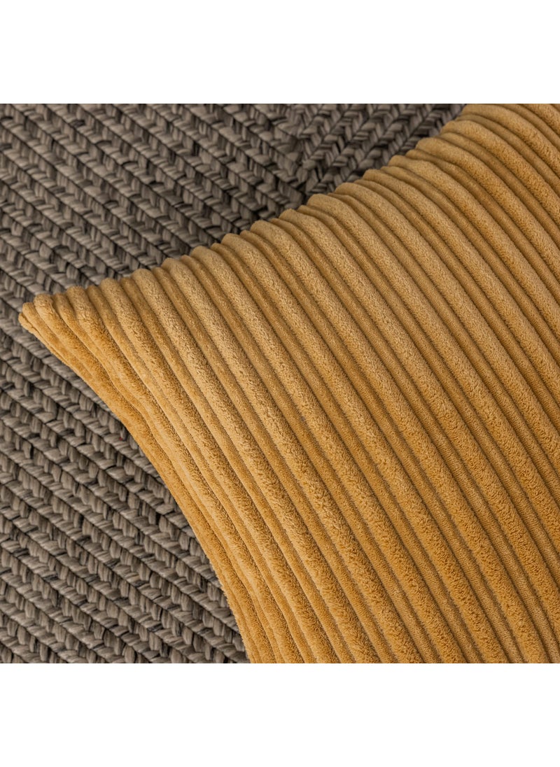 K KEVIN TEXTILE Kevin Textile Throw Pillow Covers 18x18  Decorative Corduroy Farmhouse Cushion Covers Pillowcase for Couch Sofa Bedroom Car  Set of 2  Khaki  - Image 2