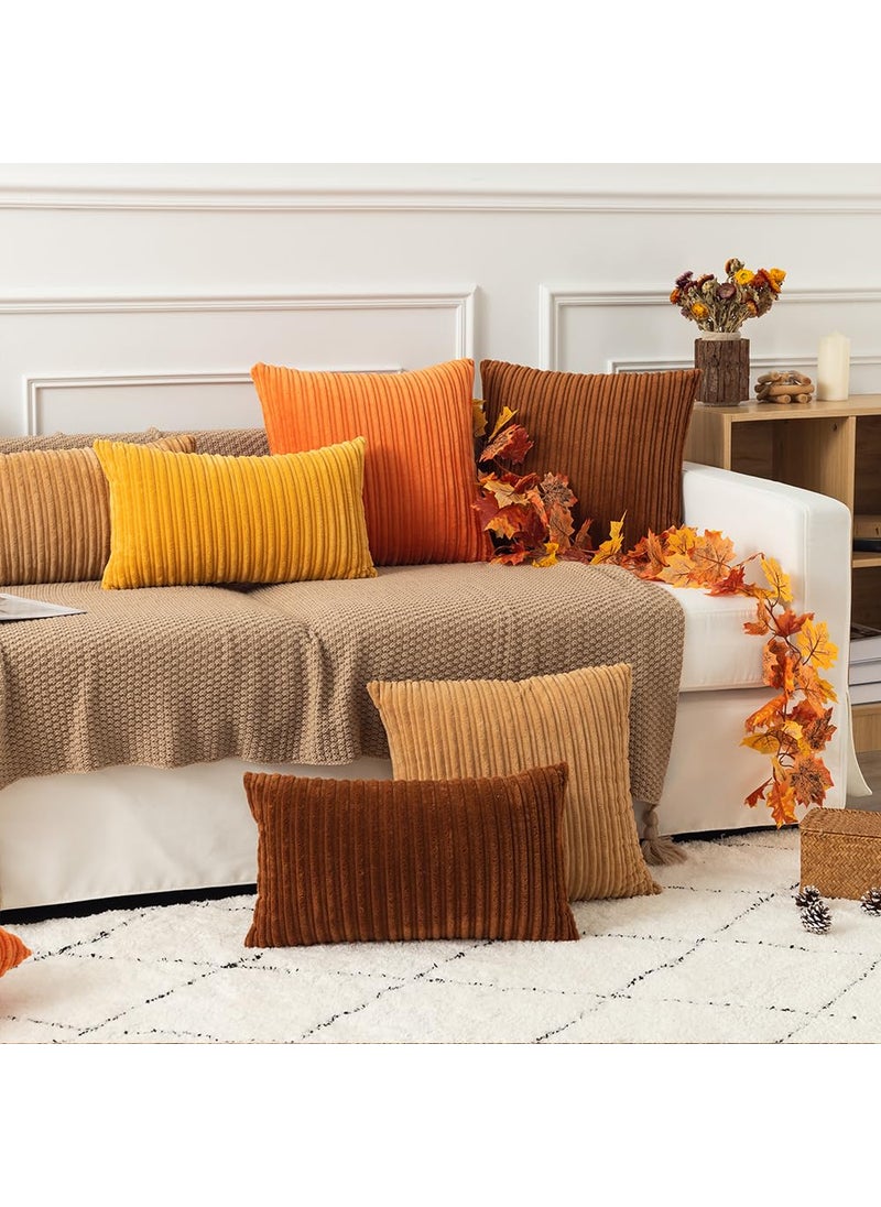 K KEVIN TEXTILE Kevin Textile Throw Pillow Covers 18x18  Decorative Corduroy Farmhouse Cushion Covers Pillowcase for Couch Sofa Bedroom Car  Set of 2  Khaki  - Image 5
