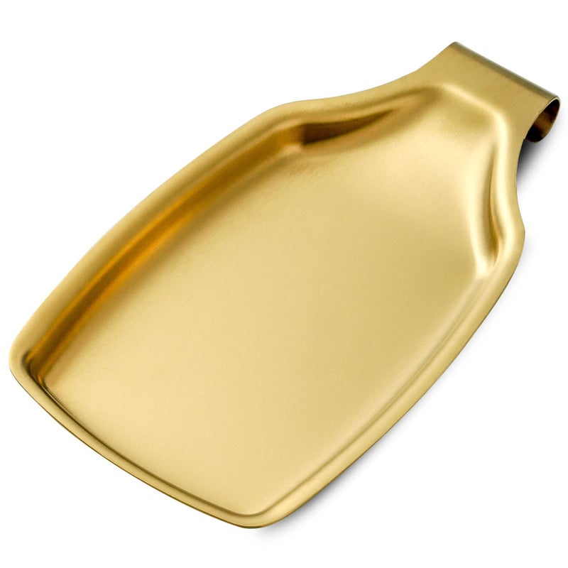 BETTWILL Gold Spoon Rest For Stove up Stainless Steel Spoon Rest For Kitchen Counter Large Kitchen Spoon Holder with Square Bottom Spatula Spoon Ladle Utensil Holder Heavy Duty
