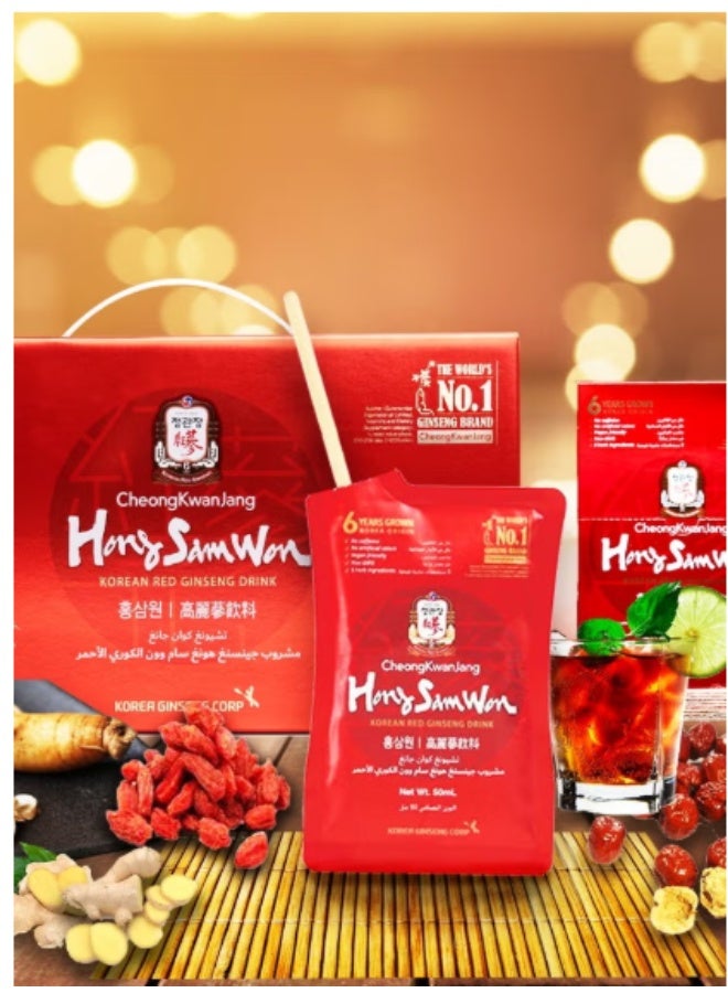 تشونغ كوان جانغ مشروب الجينسنغ الأحمر الكوري ١٠٠٪ (هونغ سام وون) - خالٍ من الكافيين | ٣ علب، ١٠ أكياس في كل علبة - Image 5