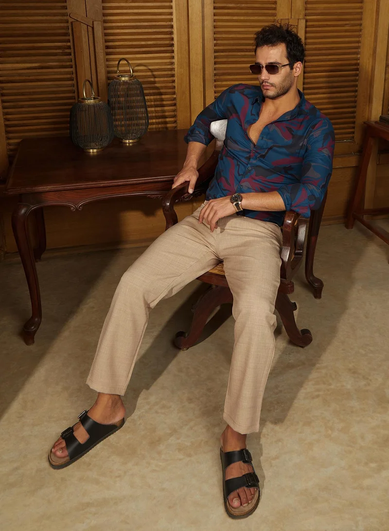Campus Sutra Men's Midnight Blue Impressia Regular Shirt